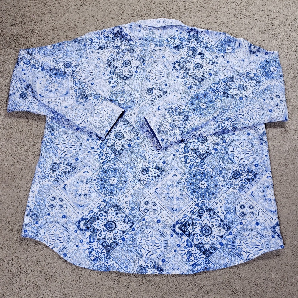 Tommy Bahama Shirt XL Blue Mediterranean Mykonos Reverse Print Flip Silk Summer - Picture 4 of 14